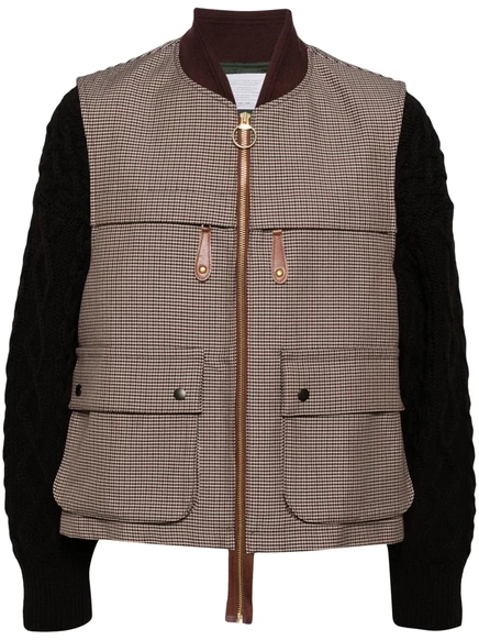 Мужская вязаная куртка Kolor Houndstooth, коричневая