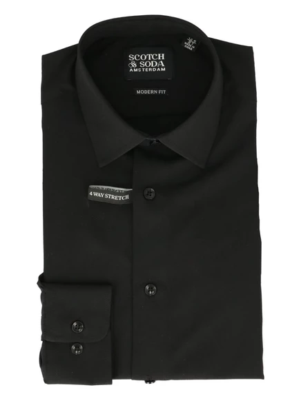 Рубашка Scotch & Soda из эластичной ткани в четыре стороны black