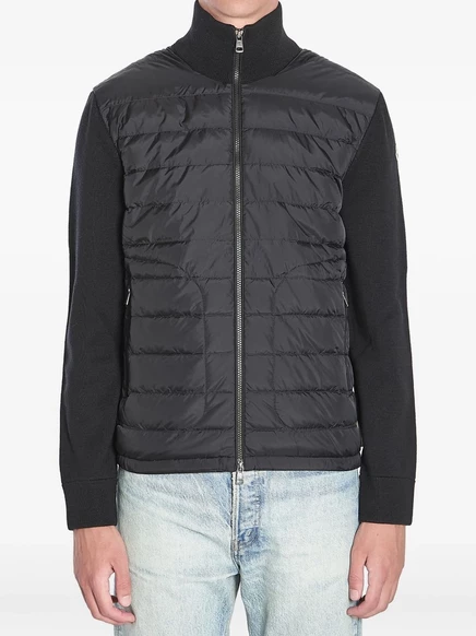 Мужская пуховая куртка Moncler с вязанными рукавами, черная