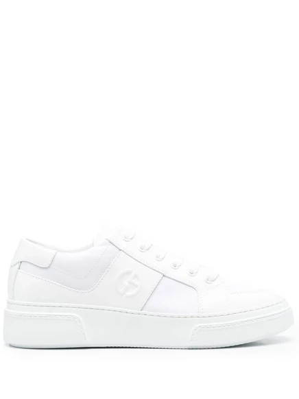 Кроссовки на шнуровке с низким берцем от Giorgio Armani white