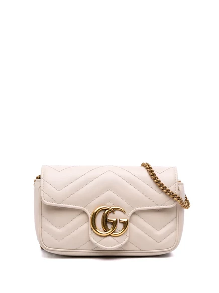Кожаная сумка через плечо с клапаном Mini GG Marmont Matelasse, бывшая в употреблении у Gucci 2016-2025