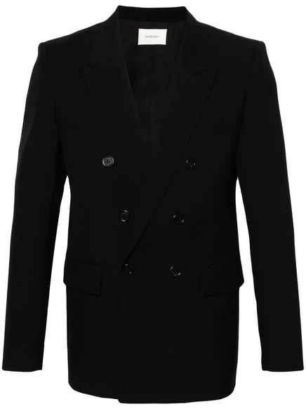 Мужской шерстяной пиджак Saint Laurent, черный