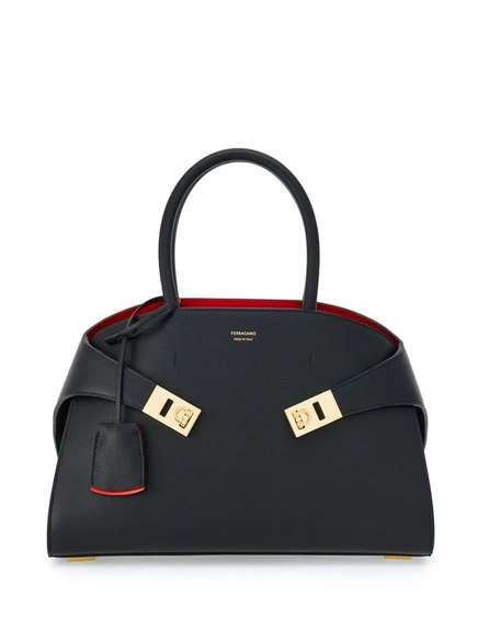 Кожаная сумка-тоут Ferragamo small Hug black