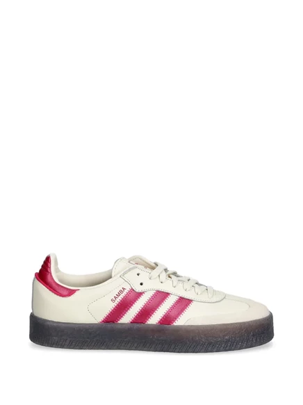 Женские кеды Adidas Samba с полосками, бело-красные