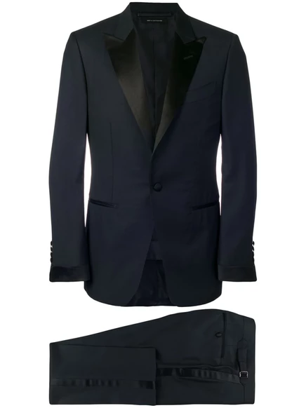 Мужской классический смокинг Tom Ford из шерсти с хлопком и шелком, темно-синий