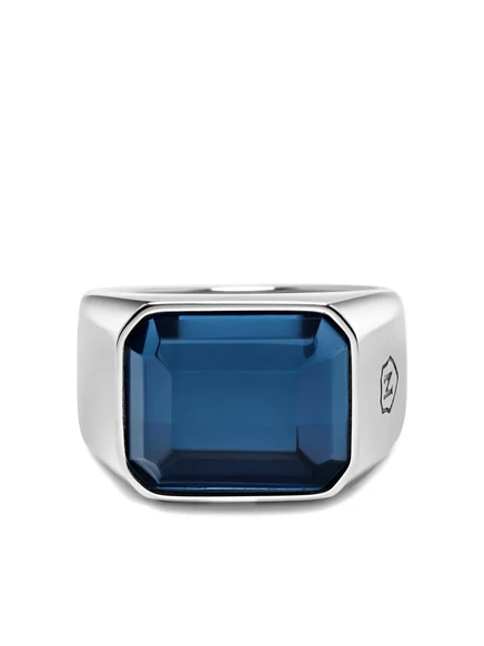 Мужское кольцо-печатка Nialaya Jewelry с цирконом, серебристое