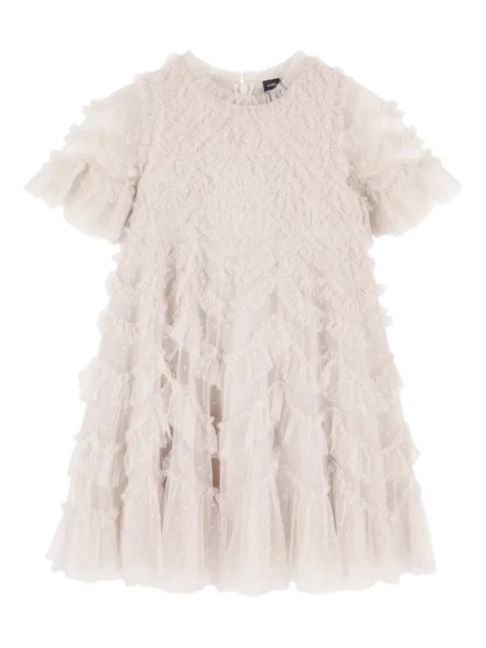 Платье для девочек NEEDLE & THREAD KIDS Amorette с рюшами, бежевое