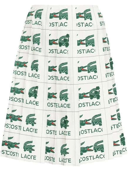 Женская плиссированная юбка Lacoste с вышивкой, белая