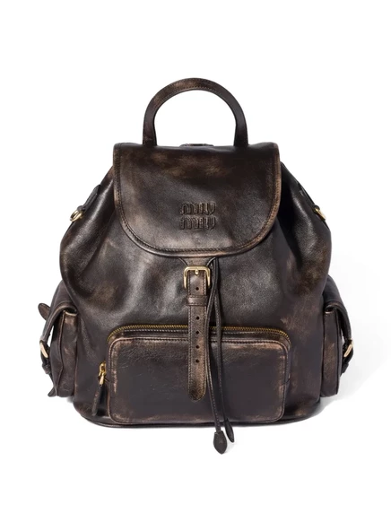 Женский кожаный рюкзак Miu Miu, коричневый