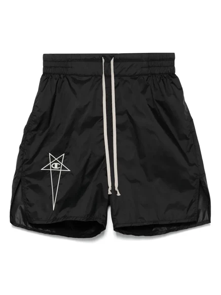 Мужские бермуды RICK OWENS x CHAMPION с вышитым логотипом, черные