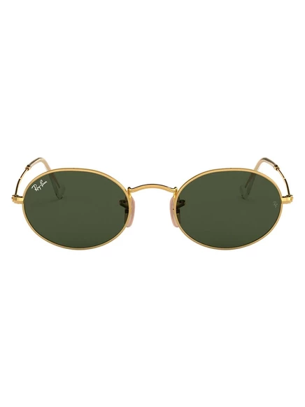 Солнцезащитные очки Ray-Ban овальные, золотистая оправа, зеленые