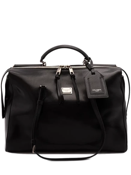 Женский чемодан Dolce & Gabbana Vittoria из телячьей кожи на молнии, черный