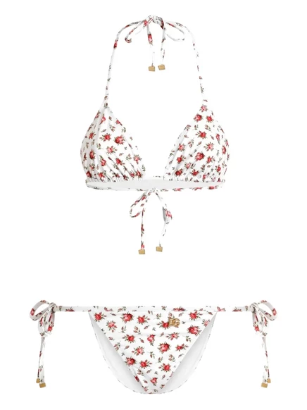 Женский раздельный купальник Dolce & Gabbana с цветочным принтом, белый