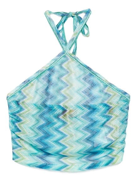 Женский топ Missoni на завязках с зигзагом, голубой