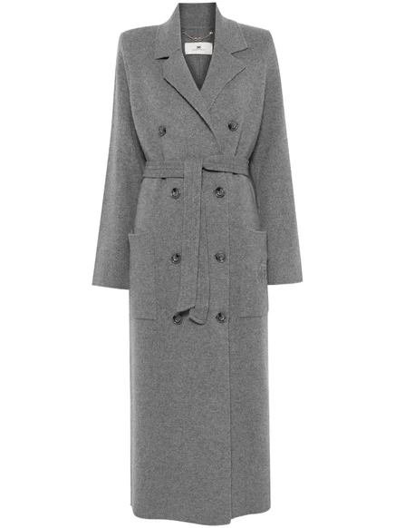 Пальто тонкой вязки с вышитой эмблемой Elisabetta Franchi grey