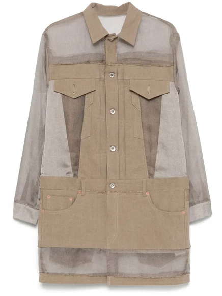 Женское мини-платье Sacai панельное, коричневое