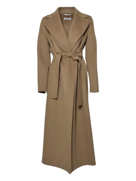Приталенное пальто с поясом от Max Mara brown