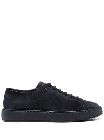 Замшевые кроссовки Santoni с низким берцем blue
