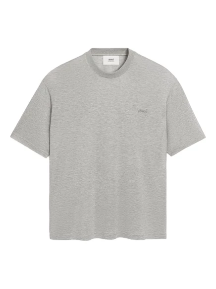 Хлопковая футболка AMI Paris с коротким рукавом grey