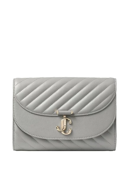 Женский клатч Jimmy Choo Curve стеганый с цепочкой, серый