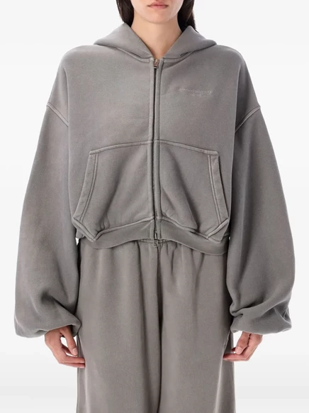 Укороченная толстовка с капюшоном на молнии от Alexander Wang grey
