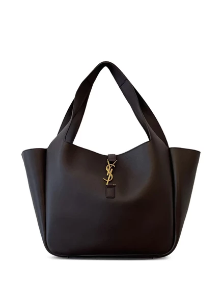 Кожаная сумка через плечо с логотипом Saint Laurent brown