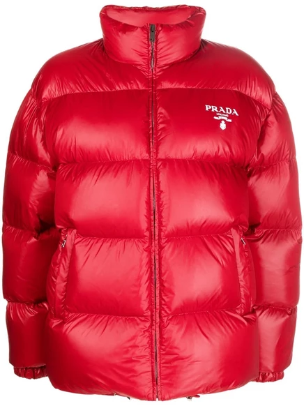 Пуховик Prada из переработанного нейлона red