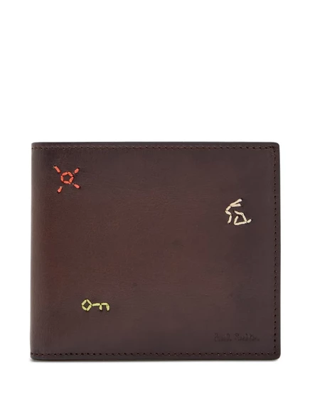 Мужской кошелек Paul Smith с вышивкой, коричневый
