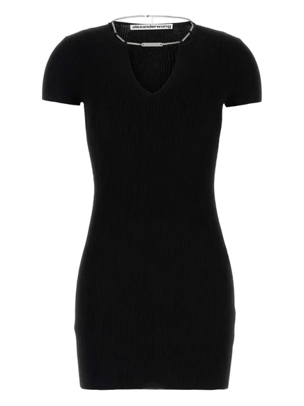 Женское платье Alexander Wang в рубчик с цепочкой, черное