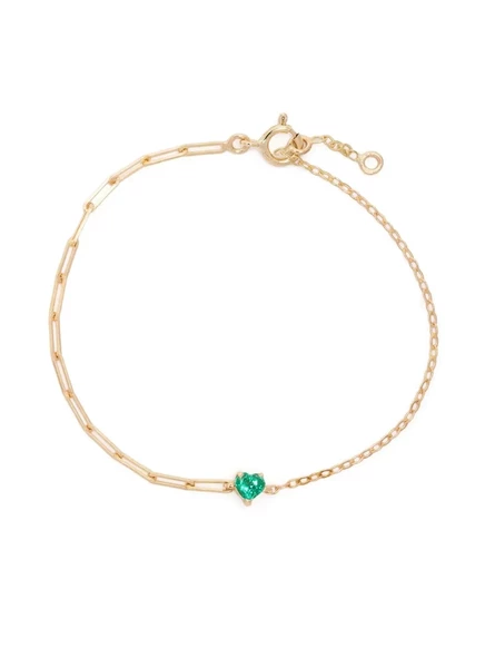Женский браслет yvonne léon solitaire coeur, 18k, изумруд