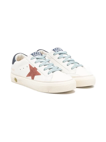 Детские кроссовки Golden Goose Kids May из кожи с звездой, белые