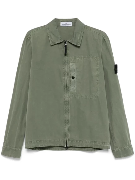 Мужская рубашка Stone Island с нашивкой Compass, зеленая