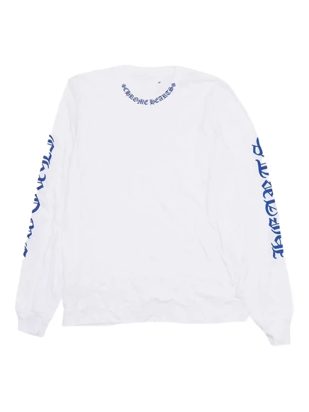 Футболка с длинным рукавом и логотипом Chrome Hearts на шее white