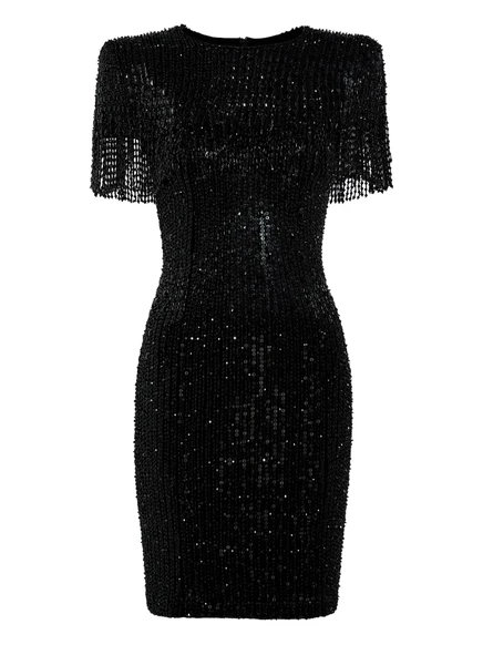 Мини-платье Jenny Packham Swish, украшенное блестками и бисером black