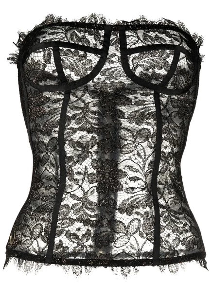 Женский топ-бюстье Philipp Plein с кружевом, черный