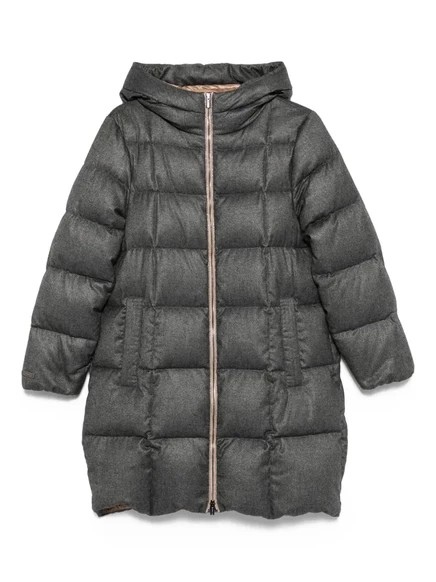 Стеганое пальто с капюшоном Peserico grey