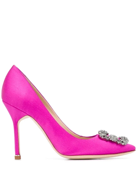 Шелковые туфли-лодочки Manolo Blahnik Hangisi 105 мм pink