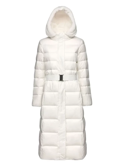 Пуховик Geox Pheby с капюшоном и поясом white