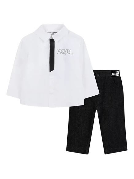 Детские джинсы Karl Lagerfeld Kids с логотипом, черные