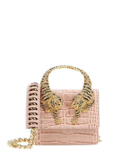 Женская мини‑сумка Roberto Cavalli Roar с тигром, розовая