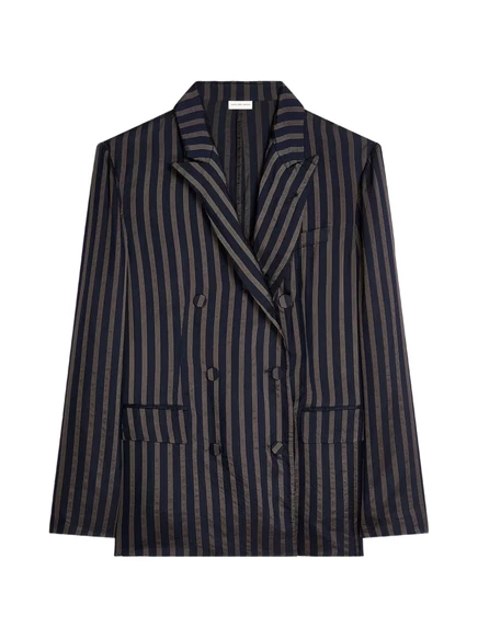 Мужской двубортный пиджак Dries van Noten в полоску, синий