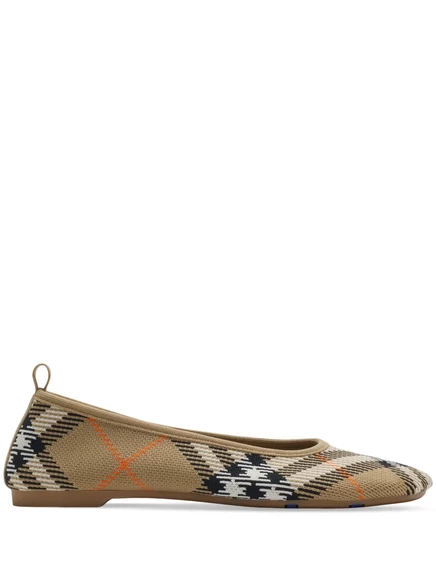 Женские балетки Burberry в клетку, бежевые