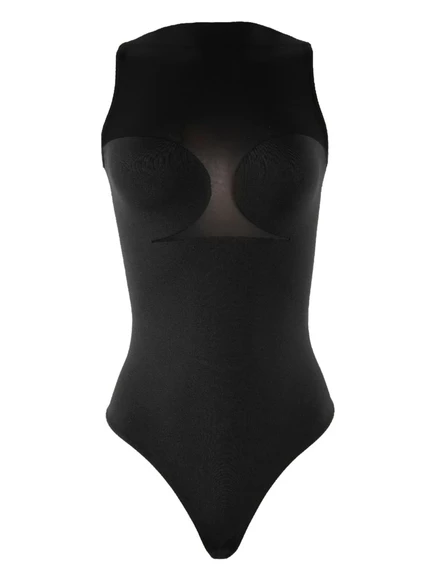 Женское боди Wolford с сетчатой вставкой, черное