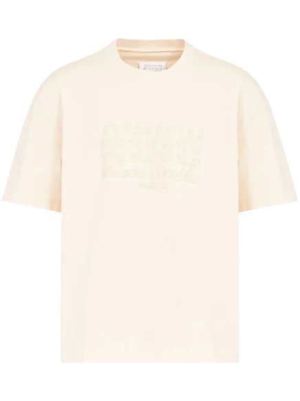 Хлопковая футболка с вышивкой по номерам Maison Margiela neutrals