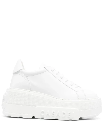 Кожаные кроссовки Casadei на толстой подошве white