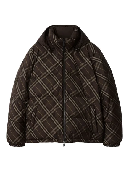 Мужской пуховик Burberry в клетку, коричневый