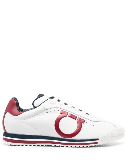Кроссовки с низким берцем с тиснением и логотипом Ferragamo white