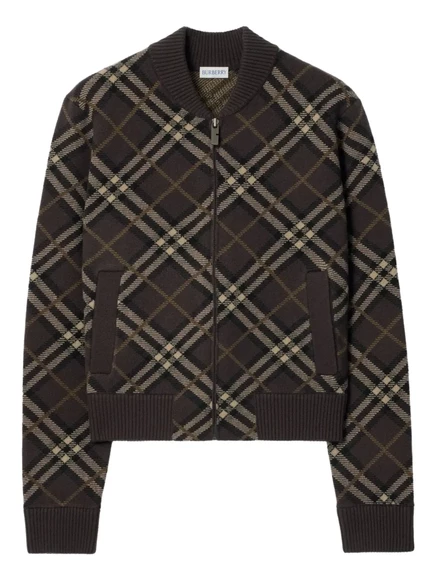 Женская куртка-бомбер Burberry в клетку, коричневая