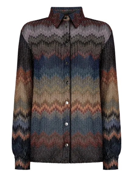 Женская рубашка Missoni шеврон металлик, коричневая