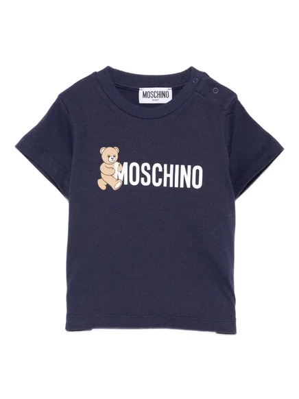 Детский топ Moschino Kids с принтом мишки, синий